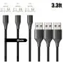 NetDot Magnetic Charging Cable,Gen10 3 in 1 Nylon Braided Fast Charging Magnetic Cable with LED Compatible Micro USB & USB-C Smartphones and i-Product (3.3ft/3 Pack Black)