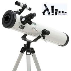 F70076 Telescope, Reflector Telescope, Childrens Telescopes for Astronomy, Portable Travel Telescope, Finder Scope Barlow Lens & 3 Eye Pieces & Adjustable Aluminum Tripod