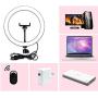 10.2" Selfie Ring Light with Tripod Stand & Cell Phone Holder for Live Stream/Makeup, QI-EU Mini Led Camera Ringlight for YouTube Video/Photography/Tiktok Compatible with iPhone and Android Smartphone