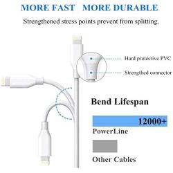 iPhone Charger Cable Sharllen Lightning Cable 5 Pack[3/3/6/6/10FT] Fast Charging Cords Syncing Extra Long USB iPhone Charging Cable Compatible iPhone 11/ XS/Max/XR/X/8/8P/7/7P/6/iPad/iPod White