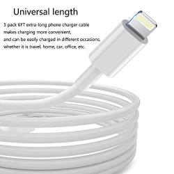 MFi Certified iPhone Charger, 5 Pack 6ft Lightning Charging Cable USB Cable High Speed Cord Compatible with Apple iOS iPhone 11 Pro Max XS XR X 8 7 6S 6 Plus SE 5S 5C 5 iPad