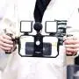 UURig 1/4" Wood Handle Grip Left Right Universal for Camera Cage Dual Hold Use Available, for Smartphone Video Rig Video-graphy Accessories Mobile Filming Hold Bracket
