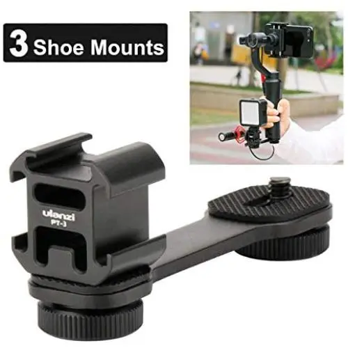 Ulanzi PT-3 Triple Cold Shoe Gimbal Microphone Mount Extenstion Bar, w 1/4 inch Adapter Video Light Microphone Mount Compatible for Zhiyun Smooth q 4 Feiyu DJI Gimbal Stabilizer Ulanzi PT-3 Triple Cold Shoe Gimbal Microphone Mount Extenstion Bar, w 1/4 inch Adapter Video Light Microphone Mount Compatible for Zhiyun Smooth q 4 Feiyu DJI Gimbal Stabilizer