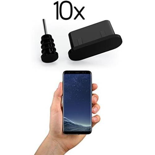 innoGadgets 10x Anti Dust Plugs for Smartphone, MacBook, Laptop | USB-C Dust Plug for Samsung Galaxy S8, S9, S10 | Silicone Dust Plug – Black