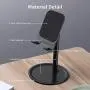 Cell Phone Stand Holder for Desk - FLOVEME Phone Holder Stand for Desktop Adjustable Angle Compatible for iPhone 11 Pro Max, Tablet, Android Smartphone, Aluminum Metal, Black Color, 4-7.9inch