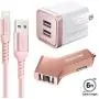 iPhone Charger, Overtime Apple MFi Certified 6ft Braided Lightning USB Cable with Dual Port Wall & Car Charger Adapter for iPhone 11 Pro Max X Xs XR 8 7 6s 5 SE, iPad Pro Air Mini – Rose Gold iPhone Charger, Overtime Apple MFi Certified 6ft Braided Lightning USB Cable with Dual Port Wall & Car Charger Adapter for iPhone 11 Pro Max X Xs XR 8 7 6s 5 SE, iPad Pro Air Mini – Rose Gold
