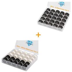 Simthread Size A Prewound Bobbin Thread with Storage Plastic Box Bundle | White+Black Colors & 25pcs White Color