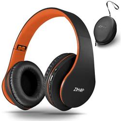 Bluetooth Over-Ear Headphones, Zihnic Foldable Wireless and Wired Stereo Headset Micro SD/TF, FM for iPhone/Samsung/iPad/PC/TV,Soft Earmuffs &Light Weight for Prolonged Wearing (Black-Orange)