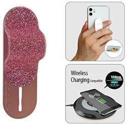 MOMOSTICK_MULTI BAND: Phone Grip/Stand/Holder | Phone Accessories | Phone Handle | Phone Strap | Finger Grip for All Smartphones, Pearl Glitter - Pink