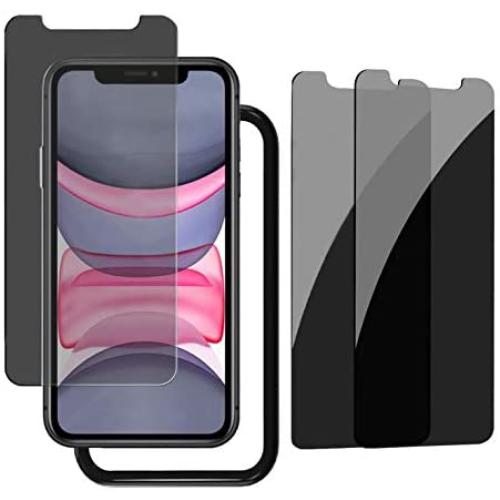 EWUONU for iphone XR Privacy Screen Protector, iphone 11 private tempered glass – 6.1 inch Anti Spy/Glare/Scratch Screen Protetor for iphone XR/11 – Easy Installation Tray Included (2PACK)