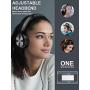 Vogek On Ear Headphones with Mic, Stereo Bass Fold-Flat Headset, Wired Portable Earphones with Microphone, Adjustable Headband and 1.5M Tangle Free Cord for Kids Students Teens Adults, Grey