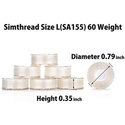 Simthread 144 Prewound Bobbin Thread Size L 60WT (SA155) for Husqvarna Viking pfaff Creative Vision Embroidery Machines Plastic Side - White