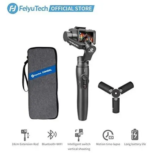FeiyuTech Vimble 2A GoPro Gimbal 3 Axis Handheld Gimbal Fits GoPro Hero 7/6/5 Action Camera Built-in Extension Bar WiFi Connection