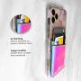 Cell Phone Wallet Stick on Credit Card Holder for Back of Phone - Cards Sleeve Pocket, Adhesive Sticker Compatible with iPhone, Most Cases - Holographic Nebula