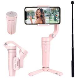 FeiyuTech Vlog Pocket 3-Axis Foldable Handheld Gimbal Stabilizer for All Cellphone with The Width Between 42-88mm, Matching with Carry Bag,Tripod,Extension Rod,Color (Pink)