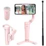 FeiyuTech Vlog Pocket 3-Axis Foldable Handheld Gimbal Stabilizer for All Cellphone with The Width Between 42-88mm, Matching with Carry Bag,Tripod,Extension Rod,Color (Pink)