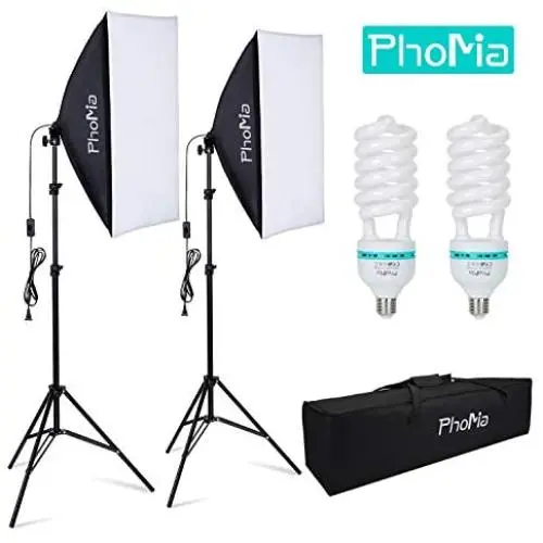 Phomia Softbox Lighting Kit 1350W Professional Studio Photography Continuous Light with 82.7-Inch Stand 20 x 28 Inch Reflectors and 135W 5500K E27 Socket Lights for Portrait Item Fashion Photography Phomia Softbox Lighting Kit 1350W Professional Studio Photography Continuous Light with 82.7-Inch Stand 20 x 28 Inch Reflectors and 135W 5500K E27 Socket Lights for Portrait Item Fashion Photography