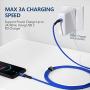 JSAUX USB C to C Cable 60W, 3-Pack [10ft+6.6ft+3.3ft ] Type C Fast Charging Cord Charger Compatible with Samsung Galaxy S20 Ultra Plus S20+ Note 10 10+ A80, Google Pixel 4 3 2 XL iPad Pro 2018 -Blue