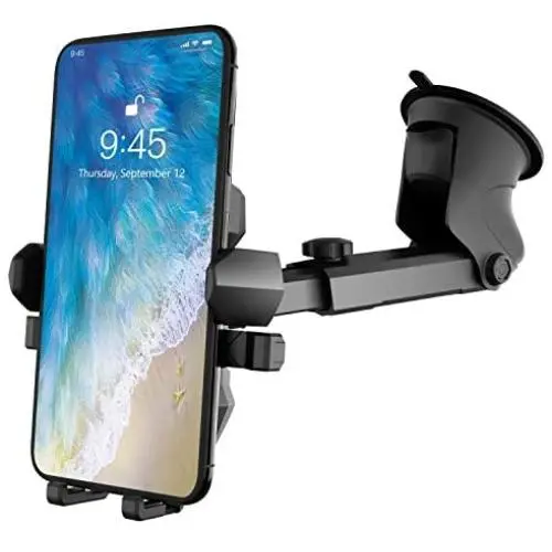 Phone Holder for Car, MANORDS Universal Long Neck Suction Car Phone Mount Compatible iPhone 11 Pro Xs XS Max XR X 8 8 Plus 7 Samsung Galaxy S10 S9 S8 LG Nexus Sony and More (Dark Gray)