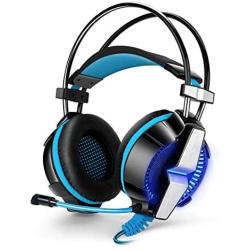 Pourprel 3.5mm Gaming Game Headset Headphone Earphone Headband with Mic Stereo Bass LED Light for PS4 PC Computer Laptop Mobile Phones (Color : Blue)