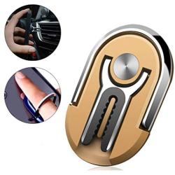 Cell Phone Ring Holder Stand, 3 in 1 MR. YLLS Universal Air Vent Car Phone Mount and Finger Grip Ring Kickstand, 360°Rotation & 90°Flip (Gold)