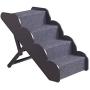 unipaws Foldable Wooden Pet Stairs with Adjustable Height, 4 Nonslip Steps for Small or Medium Dogs and Cats to Reach High Bed and Couch, Durable Pet Ladder, Pet Ramp