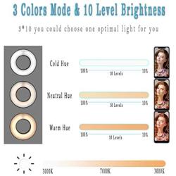 Desktop Clamp Ring Light, 4 inches LED Fill Light with Mobile Phone Stand Holder and Flexible Arms, 3 Light Modes 10 Level Brightness for Live Stream/YouTube TikTok Video/Makeup/Selfie