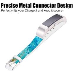 Marble Band for Fitbit Charge 3,Jolook Replacement Leather Woman Man Bands Straps for Fitbit Charge 3/Charge 3 SE - Blue Marble