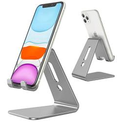 OMOTON Desktop Cell Phone Stand [Updated Solid Version], Advanced 4mm Thickness Aluminum Stand Holder for Switch, Mobile Phone, iPhone 11 Pro Xs Max Xr, Grey