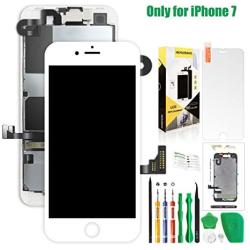 Screen Replacement for iPhone 7 White 4.7in,Complete LCD Display for A1660, A1778, A1779 Full Frame Assembly with OEM Front Camera Proximity Sensor Earpiece Speaker Repair Tool