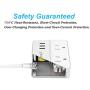 Portable 2 Outlet Power Strip Heavy Duty Extension Cord Travel Charger Station with 3 Smart USB Charging Ports for Home, Office, Laptop, Smartphone and Tablets (4FT, White)