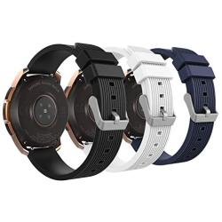 MoKo Band Fit Samsung Galaxy Watch 3 41mm/Galaxy Watch 42mm/Galaxy Watch Active/Active 2/Galaxy Gear S2 Classic/Ticwatch E/2/Vivoactive 3, 3-Pack 20MM Silicone Strap - Black&White&Midnight Blue