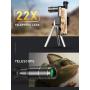 CoPedvic Phone Camera Lens Phone Lens for iPhone Samsung Pixel Android, 22X Telephoto Lens, 4K HD 0.67X Super Wide Angle Lens&25X Macro Lens, 205° Fisheye Lens, Work as Telescope with Metal Tripod