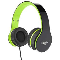 Elecder i40 Headphones with Microphone Foldable Lightweight Adjustable Wired On Ear Headsets with 3.5mm Jack for iPad Cellphones Laptop Computer Smartphones MP3/4 Kindle Airplane School (Green/Black)