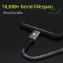 BrexLink USB C Fast Charging Cable(3A), USB C to USB A Charger (6.6ft/2 Pack), Nylon Braided Fast Charging Cord for Samsung Galaxy S10 S9 S8 Note 9, Pixel, LG V30 G6, Nintendo Switch(Grey)