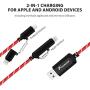 [Apple MFi Certified] Foxnovo Led iPhone Charger Cable, 2-in-1 Led Lightning Cable with 360° Flowing Light for iPhone 11/11 Pro/Max/XS/XR/X/8/8 Plus/7/7 Plus/6/6 Plus/5s/5s Plus/Android (Red), 3.3FT