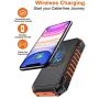 Wireless Solar Charger 26800mAh, Riapow Portable Charger with 4 Outputs & LED Flashlight, External Battery Pack USB C Quick Charge Qi Power Bank for iPhone, iPad, Samsung and Outdoor Camping