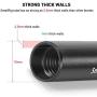SMALLRIG 12 Inches (30 cm) Black Aluminum Alloy 15mm Rod with M12 Female Thread, Pack of 2 – 1053