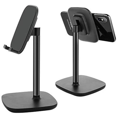 Cell Phone Stand,Adjustable Cell Phone Stand Holder and Desktop Stand Compatible for All Android All iPhone Samsung Phone Tablet Smartphone Stand Convenient Charging (Black)