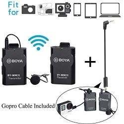 BOYA WM2G Lavalier Wireless Microphone with GoPro Cable Adapter for GoPro Hero3 Hero3+ Hero4 iPhone X 8 8 Plus iPad Tablet DSLR Camera Sony Camcorder Podcast Vlogging Street Interviews YouTube Video