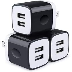 Wall Charger, Charging Plug, 3Pack 2.1A Dual Port Plug Quick Phone Cube Brick Charger Adapter Compatible with iPhone 11/11 Pro Max/Xs Max/Xs/XR/X/8/7/6S/6 Plus, Samsung Galaxy Note 10+/S10e S10 S9 S8