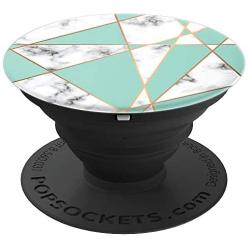 The PixelPOD Marble Aqua Gold Geometric Pattern PopSockets Stand for Smartphones and Tablets PopSockets Grip and Stand for Phones and Tablets