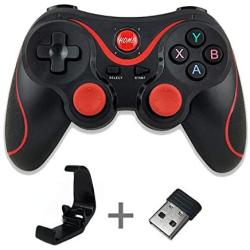 Wireless Android Gamepad T3 X3 Wireless Joystick Game Controller Bluetooth BT3.0 Joystick for Mobile Phone Tablet TV Box Holder-Black with All-