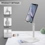 Cell Phone Stand,Phone Holder for Desk Adjustable Tablet Stand Compatible with iPhone and All Smartphone (White)