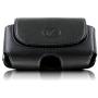 Premium Leather Horizontal Large Size Pouch Protective Carrying Cell Phone Case with Belt Clip and Belt Loops - Black