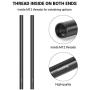 SMALLRIG 12 Inches (30 cm) Black Aluminum Alloy 15mm Rod with M12 Female Thread, Pack of 2 – 1053
