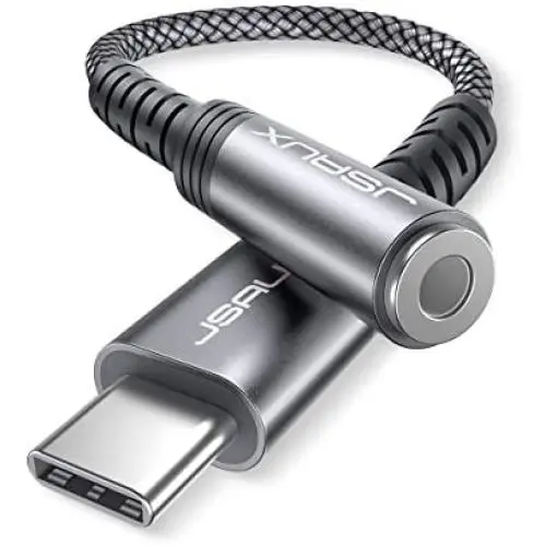 USB Type C to 3.5mm Female Headphone Jack Adapter, JSAUX USB C to Aux Audio Dongle Cable Cord Compatible with Pixel 4 3 2 XL, Samsung Galaxy S20 Ultra Z Flip S20+ Note 10 S10 S9 Plus, iPad Pro(Grey)