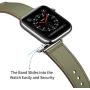 KYISGOS Compatible with iWatch Band 40mm 38mm, Genuine Leather Replacement Band Strap Compatible with Apple Watch Series 5 4 3 2 1 38mm 40mm, Army Green Band with Silver Adapter