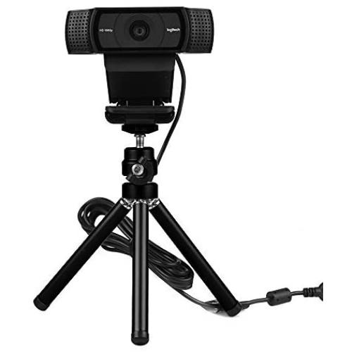 Lightweight Mini Webcam Tripod for Smartphone, Logitech Webcam C920 C922 Small Camera Desk Tripod Mount Cell Phone Holder Table Stand (Black)