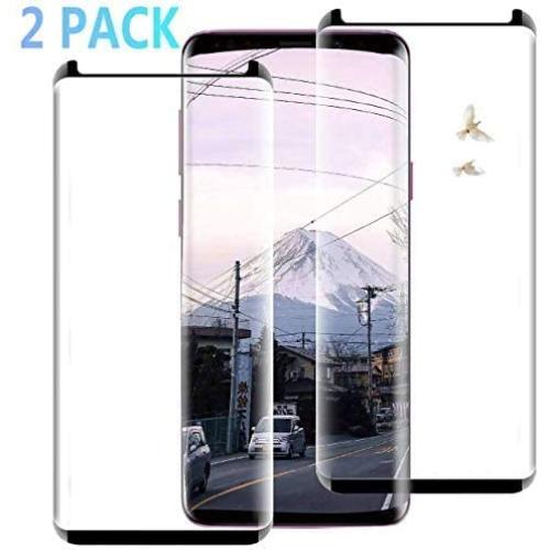 [2 Pack] Keklle Galaxy S9 Screen Protector, Case Friendly Anti-Scratch Bubble-Free High Definition 3D Curved Tempered Glass Screen Protector for Samsung S9 Black